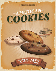 Grunge And Vintage American Cookies Poster - obrazy, fototapety, plakaty