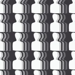 Vector seamless pattern with black and white people silhouette