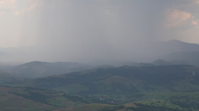 Thundery front, lightning strike