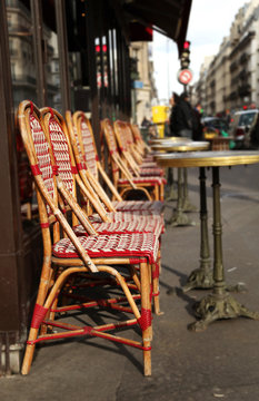 Red bistro chair in Paris