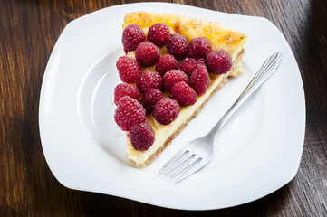 cake with raspberries