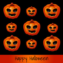 Set of nine pumpkins for Halloween 