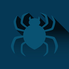 Icono plano fondo araña con sombra azul oscuro