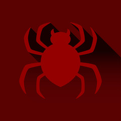 Icono plano fondo araña con sombra granate