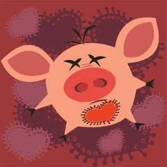pig vector handmade