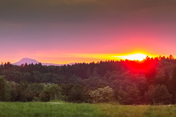 Vibrant sunset around Lake Constance, Germany