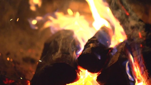 Fire. Bonfire burning at night