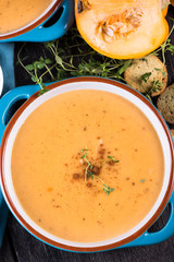 Autumn taste, squash and carrot soup