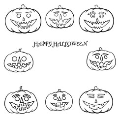 hand drawn jack-o-lantern vector background