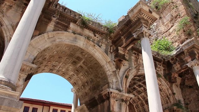 Ancient gate of Roman emperor Adrian at Antalya city center, Turkey