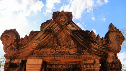 Well-perserved Pediments in Banteay Srey Temple, Cambodia