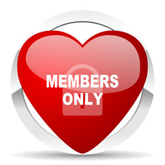 members only red heart valentine icon on white background