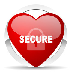 secure red heart valentine icon on white background