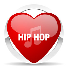 hip hop red heart valentine icon on white background