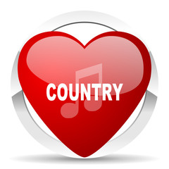 music country red heart valentine icon on white background