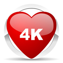 4k red heart valentine icon on white background