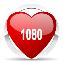 1080 red heart valentine icon on white background