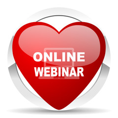 online webinar red heart valentine icon on white background