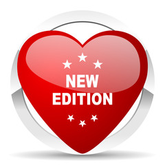 new edition red heart valentine icon on white background