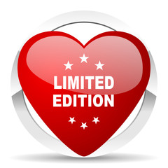limited edition red heart valentine icon on white background