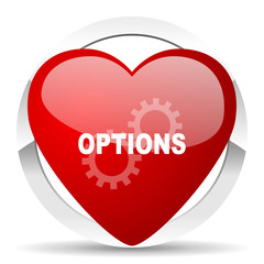 options red heart valentine icon on white background
