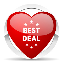 best deal red heart valentine icon on white background