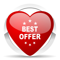 best offer red heart valentine icon on white background
