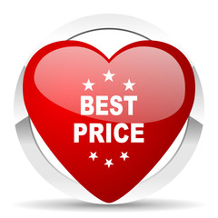 best price red heart valentine icon on white background