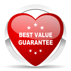 best value guarantee red heart valentine icon on white background