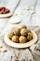raw vegan dates sesame pistachio balls