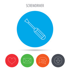 Screwdriver icon. Repair or fix tool sign.