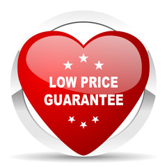 low price guarantee red heart valentine icon on white background