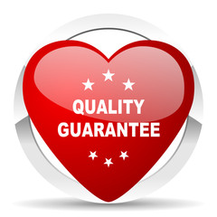 quality guarantee red heart valentine icon on white background