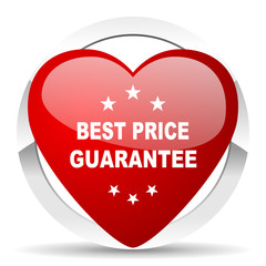 best price guarantee red heart valentine icon on white background