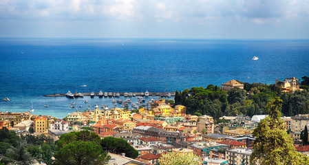 City and port of Santa Margherita Ligure by the ligurian sea in liguria, italy