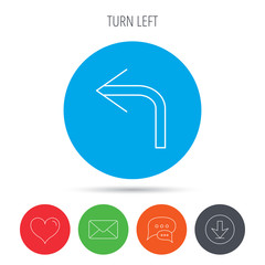 Turn left arrow icon. Previous sign.