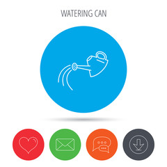 Watering can icon. Gardener equipment sign.