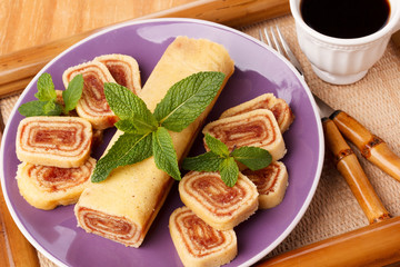 Bolo de rolo (swiss roll, roll cake) Brazilian dessert