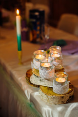 Flower and candle decoration for a wedding