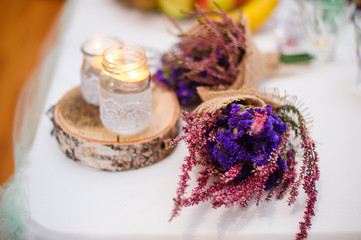 Obraz na płótnie Canvas Flower and candle decoration for a wedding