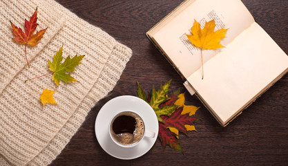 Drinking coffee and reading