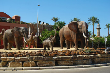 Elefantes, rotonda, Benalmádena, costa, Málaga