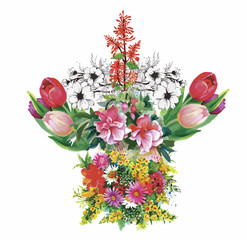 Floral background. Floral card. Watercolor floral bouquet