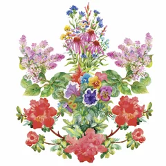 Sierkussen Floral background. Floral card. Watercolor floral bouquet © kostanproff