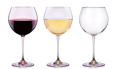 Set from glasses with wine isolated on a white 