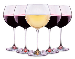 Set from glasses with wine isolated on a white 