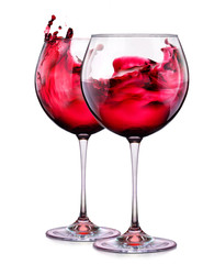 Set from glasses with wine isolated on a white 