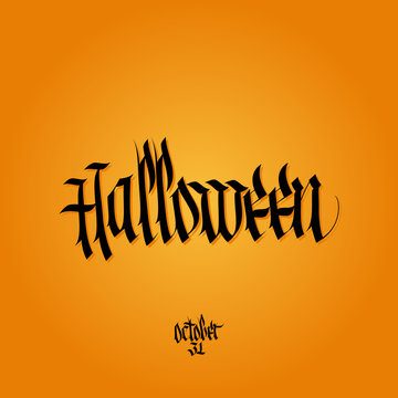 Halloween calligraphy. Halloween typography banner. Halloween lettering. Vector illustration.