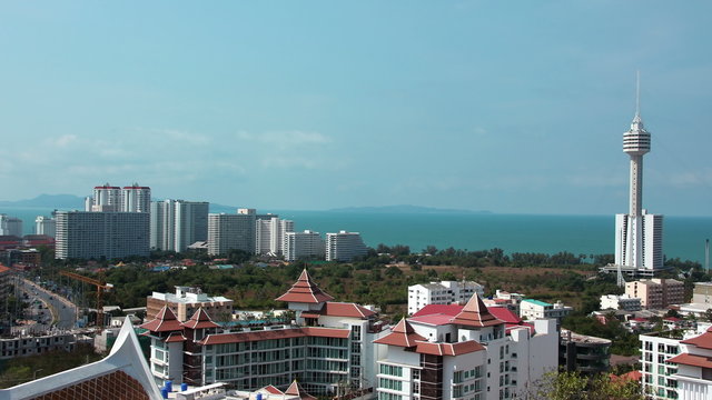 4K Timelapse panorama view of Pattaya city and Gulf of Siam, Thailand