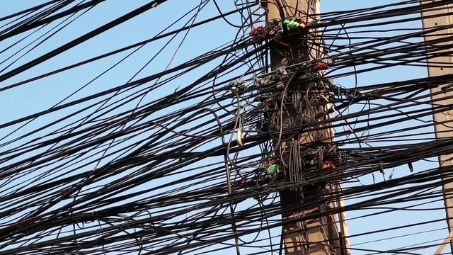 Electrical wires on electric post